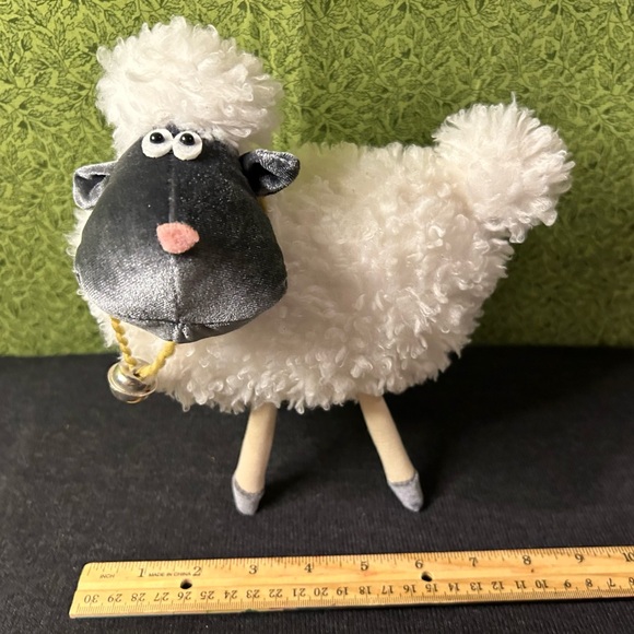 Wooly Sheep Figural Figurine Country Decor Stuffed Head Plastic Eyes - Picture 8 of 8